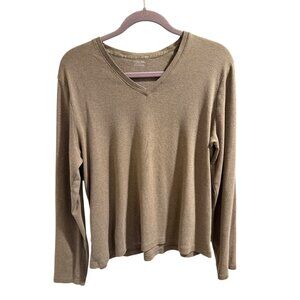 Cherokee Womens Brown Long Sleeve V-Neck Shirt XL 100% Cotton Lightweight Casual